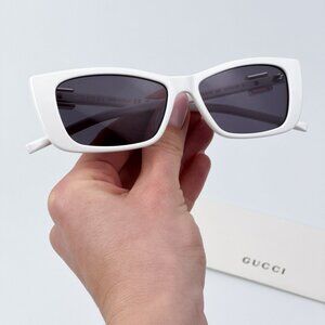 Gucci Women BRAND NEW Sunglasses White Grey Cat Eye GG1681S 006